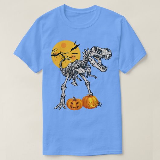 恐竜のスケルトンreムーンホラー不気味サウルスRe H Tシャツ (デザイン正面)