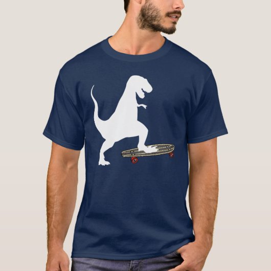 恐竜のスケートボーディング Tシャツ (正面)