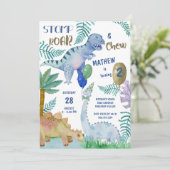 恐竜のスタンプ・ロア・チューの男子誕生日パーティー 招待状 (スタンド正面)