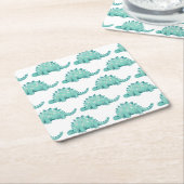 恐竜のステゴサウルス模様 スクエアペーパーコースター (アングル)