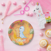 恐竜のステップ・チョンプ・ロア 1歳の誕生日パーティー ペーパープレート (パーティー)
