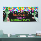 恐竜のストリーマは輝くカラフルパーティー 横断幕 (トレードショー)