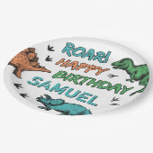 恐竜のストンプチョンパールの誕生日パーティー、任意の年齢 ペーパープレート (アングル)