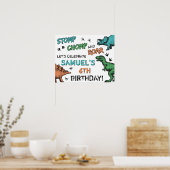 恐竜のストンプチョンパールの誕生日パーティー、任意の年齢 ポスター (キッチン)