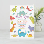 恐竜のスリーレックスかわいい男子パーティー 招待状 (スタンド正面)