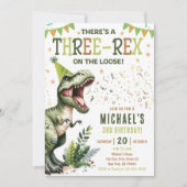 恐竜のスリーレックス 3歳の誕生日パーティー 招待状 (正面)