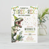 恐竜のスリーレックス 3歳の誕生日パーティー 招待状 (スタンド正面)