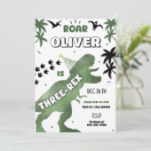 恐竜のスリーレックス 3歳の誕生日パーティー T-レックス招待状 招待状 (スタンド正面)