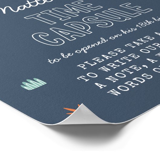 恐竜のタイムカプセルのかわいい標識 ポスター (角)