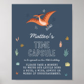 恐竜のタイムカプセルのかわいい標識 ポスター (正面)