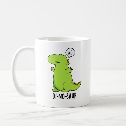 恐竜のダジャレ ディノサウルスのおもしろい駄洒落 コーヒーマグカップ (左)