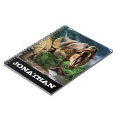 恐竜のティラノサウルスのトリケラトプス攻撃 ノートブック (左側)