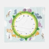 恐竜のテーマのマイル標石毛布 フリースブランケット (正面(横))