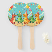 恐竜のテーマの誕生日おめでとう ハンドファン (正面&裏面)