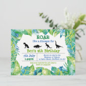 恐竜のテーマの誕生日のパーティの招待状 招待状 (スタンド正面)