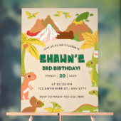 恐竜のテーマ男の子の誕生日パーティーの招待 アクリルサイン (ニュートラル)