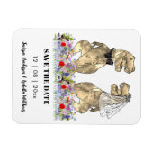 恐竜のテーマ結婚のおもしろい日付を保存 マグネット (横)