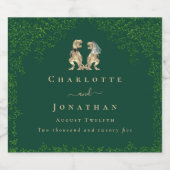 恐竜のテーマ結婚のダークグリーン ビールラベル (シングルラベル)