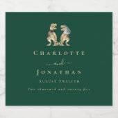 恐竜のテーマ結婚のダークグリーン ビールラベル (シングルラベル)