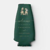 恐竜のテーマ結婚のダークグリーン ボトルクーラー (正面)