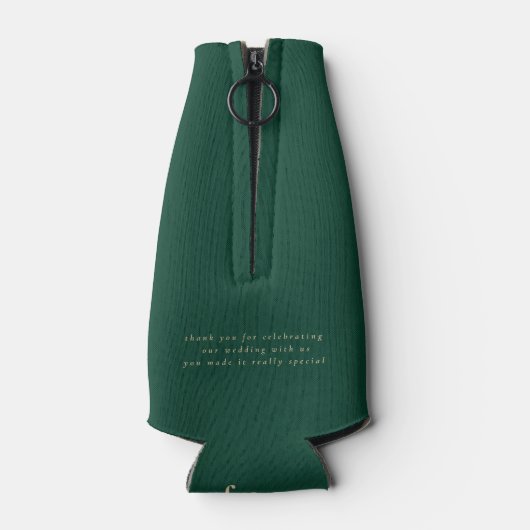 恐竜のテーマ結婚のダークグリーン ボトルクーラー (裏面)