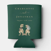 恐竜のテーマ結婚のダークグリーン 缶クーラー (裏面)