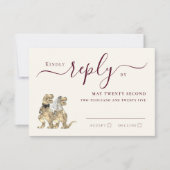 恐竜のテーマ結婚のリプライBurgundyクリーム 出欠カード (正面)