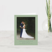 恐竜のテーマ結婚の写真セージグリーン サンキューカード (正面)
