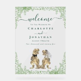 恐竜のテーマ結婚の歓迎 アクリルサイン