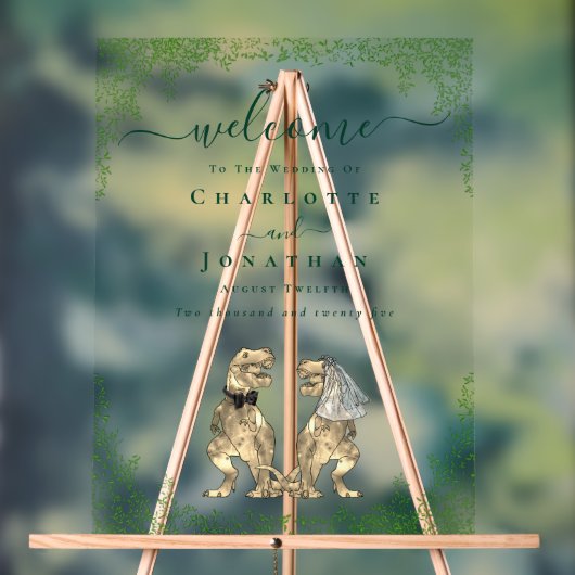 恐竜のテーマ結婚の歓迎 アクリルサイン (ニュートラル)