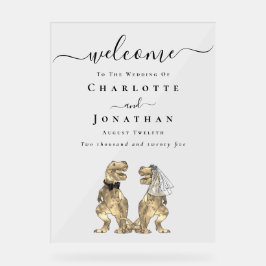 恐竜のテーマ結婚の歓迎 アクリルサイン