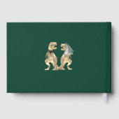 恐竜のテーマ結婚の緑と金ゴールド ゲストブック (裏面)