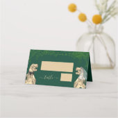 恐竜のテーマ結婚の葉 プレイスカード (正面)