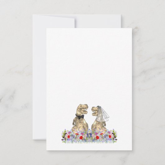 恐竜のテーマ結婚の返信 出欠カード (裏面)