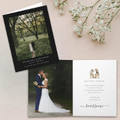 恐竜のテーマ結婚の2写真ありがとう サンキューカード