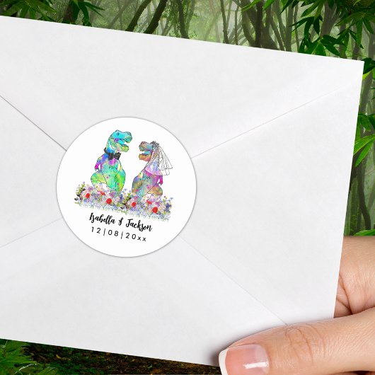 恐竜のテーマ結婚野花 ラウンドシール