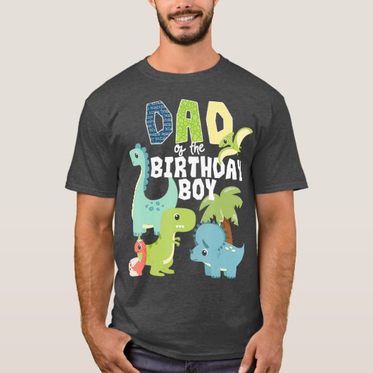 恐竜のテーマ誕生日パパの誕生日少年 Tシャツ (正面)