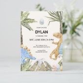 恐竜のテーマ誕生日パーティーの招待 招待状 (スタンド正面)