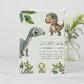 恐竜のテーマ誕生日パーティーの招待 招待状 (スタンド正面)
