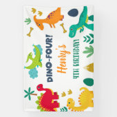 恐竜のディノ–4番目の誕生日のバナー/背景。 横断幕 (縦)