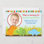 恐竜のディーノの写真のバースデーパーティ招待状 招待状 (正面)