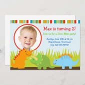 恐竜のディーノの写真のバースデーパーティ招待状 招待状 (正面/裏面)