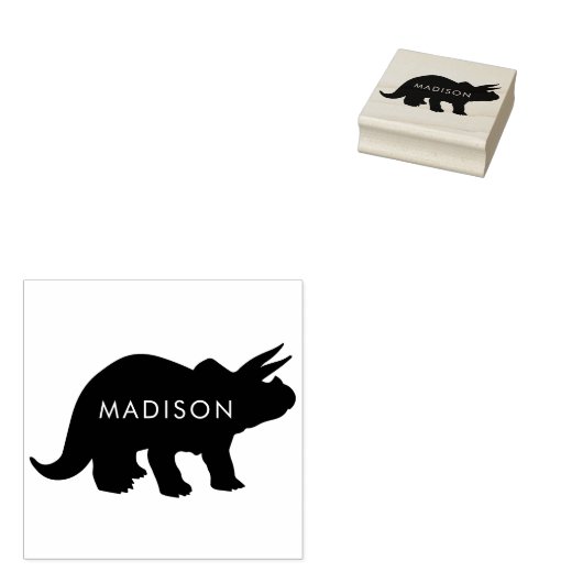 恐竜のトリケラトプスかわいいディノキッドの名前 ラバースタンプ (押印)
