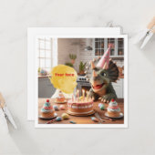 恐竜のトリケラトプスの誕生日だよ カード (正面/裏面インサイチュ)