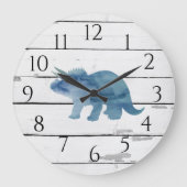 恐竜のトリケラトプスデコ素朴シプラップ ラージ壁時計 (正面)
