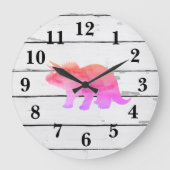 恐竜のトリケラトプスデコ素朴シプラップ ラージ壁時計 (正面)