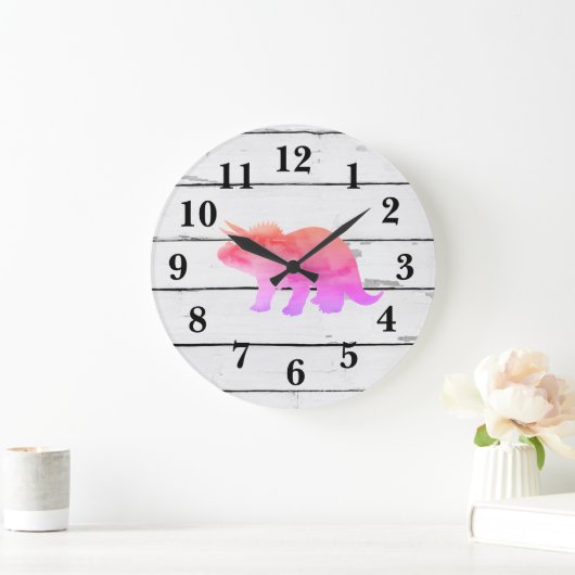 恐竜のトリケラトプスデコ素朴シプラップ ラージ壁時計 (ホーム)