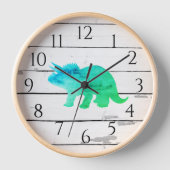 恐竜のトリケラトプスデコ素朴シプラップ 壁時計 (正面)