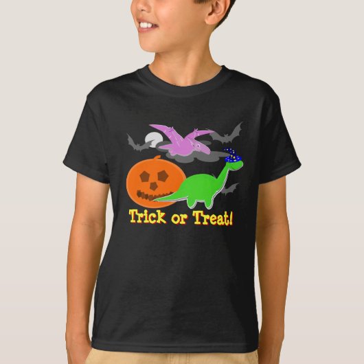 恐竜のトリック・オア・トリートのハロウィンのかわいいTシャツ Tシャツ (正面)