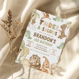 恐竜のトリプル・サウルス３歳の誕生日パーティー 招待状